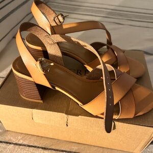 J.Crew Tan Strappy Block Heel Sandals